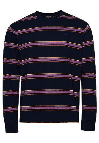 SUPERDRY Vintage Textured Stripe LS Top M6010744A Navy Stripe 2XL Mężczyźni, Navy Stripe, XXL