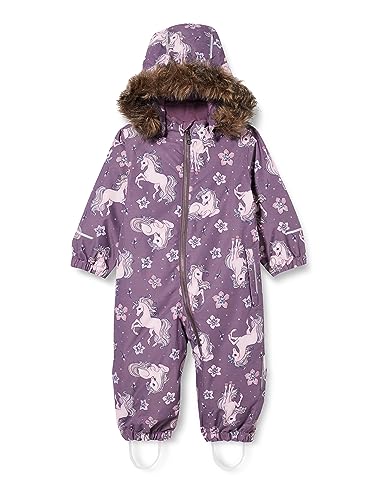 Bestseller A/S Dziewczęcy kombinezon śniegowy NMFSNOW10 Suit Dancing Unicorn FO, Arctic Dusk, 110, Arctic Dusk, 110 cm