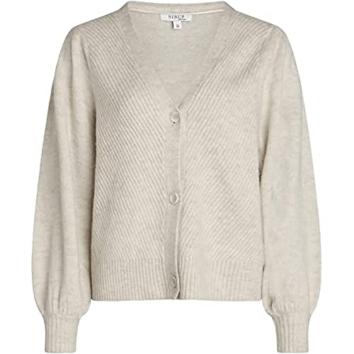 SIRUP COPENHAGEN Damski beżowy melanż elegancki kardigan sweter sweter, medium