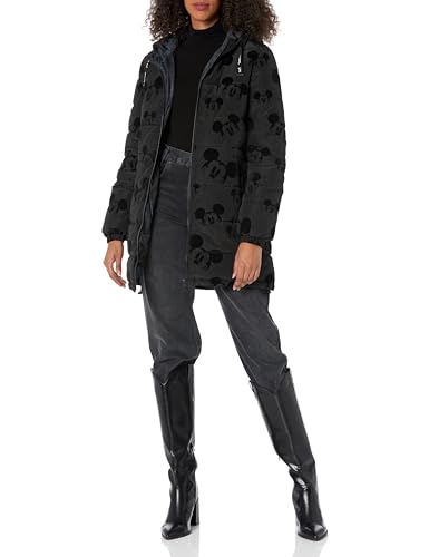 Desigual Damski wyściełany długi płaszcz, Czarny, XL