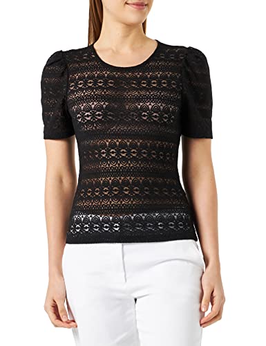 Vila VICHIKKA Puff O-Neck S/S TOP - NOOS, czarny, XS