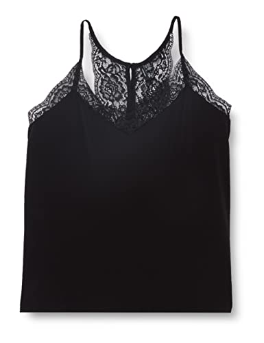 VERO MODA Damski top Vmana S/L Lace Ga Noos, czarny, XS-Tall
