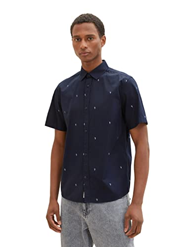 TOM TAILOR Męska koszula 1036234, wzór 31845, granatowa, rozmiar L, 31845 – Navy Scattered Design, L