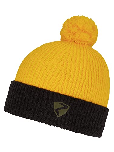 Ziener Dziecięca czapka z pomponem IKEN/dziergana, podszewka z polaru, zawartość wełny, żółty (Cyber Yellow), S