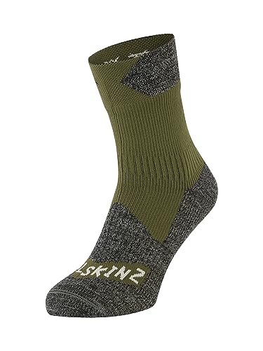 SEALSKINZ Bircham wodoodporne skarpety do kostki na każdą pogodę, Oliwkowy/Szary Marl, Medium