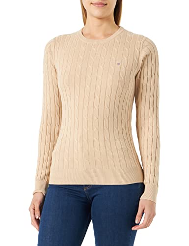 GANT Damski sweter bawełniany z dekoltem w kształcie litery C, Dry Sandard, Dry Sand, S