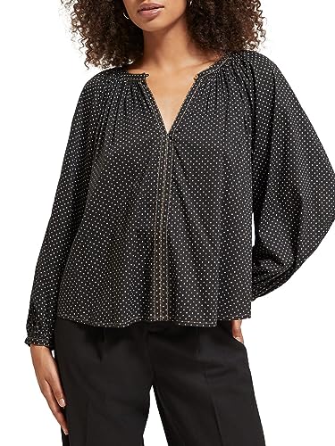 Scotch & Soda Top z haftowanym rękawem, Polka Evening Black 6728, 34
