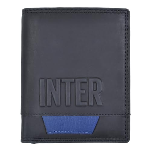 Inter Portfel Nerazzuro Skóra Kieszeń z wytłoczonym logo, oficjalny produkt 153202, Czarny, 9,5x12x2 cm