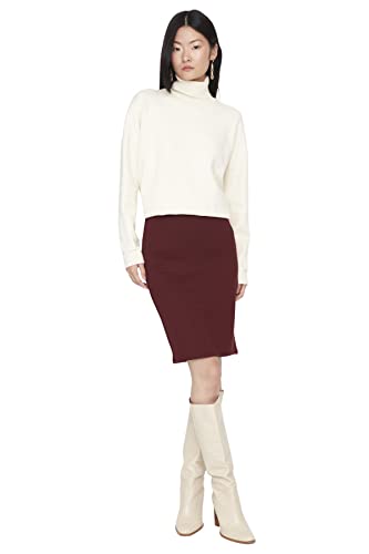 Trendyol Damska spódnica mini bodycon, dzianinowa, bordowa, S, Burgund, S