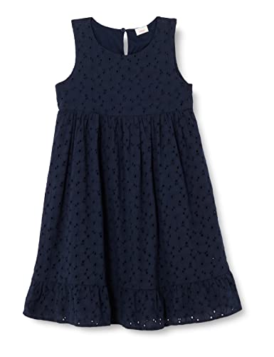 s.Oliver Dziewczęca sukienka z haftem z dziurkami, niebieski, 116 cm