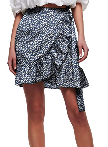 ONLY Damska spódnica Onlolivia Wrap Skirt Wvn Noos, Blue Mirage/Aop:tonal Ditsy, L