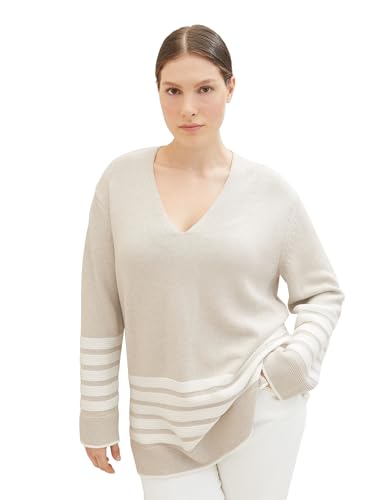TOM TAILOR Damski sweter z dekoltem w serek o wyglądzie melanżu, 32398-Clouds Grey Melange, S