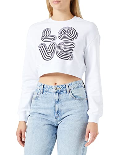 Love Moschino Damska bluza z długim rękawem z okrągłym dekoltem, biała optyczna, rozmiar 38, optical white