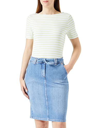 Gerry Weber Damska spódnica dżinsowa z efektem sprania, krótka spódnica z dżerseju, efekt sprania, krótka, niebieski (Blau Denim), 34