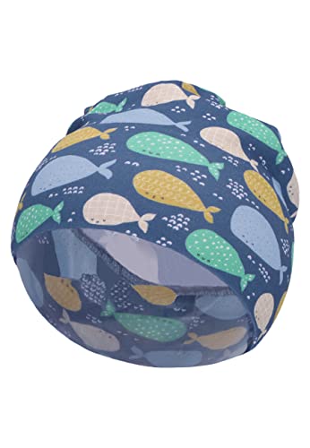 Sterntaler Czapka dziecięca Slouch-Beanie Wieloryby, uniseks, średni niebieski, 45