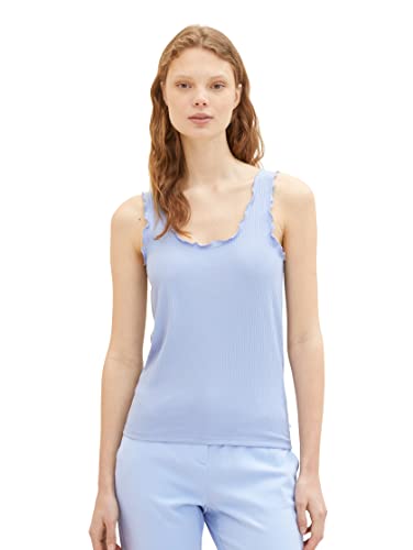 TOM TAILOR Denim Damski top Basic z falbankami, 12819 - Parisienne Blue, XS