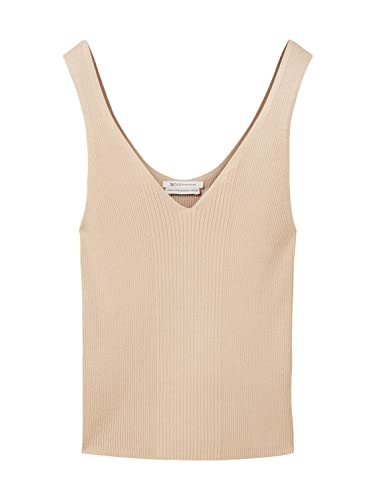 TOM TAILOR Denim Damski top z dzianiny Basic, 31700 - Dusty Sand Beige, XS