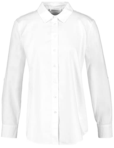 Gerry Weber Bluzka damska z podwijanym ramieniem, z długim rękawem, z mankietami, bluzka z długim rękawem, jednokolorowa, biały/biały, 34