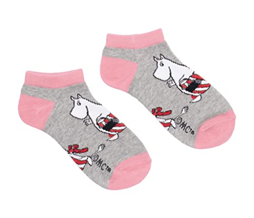 Moominmamma damskie skarpety do kostki Muminki, szare, EU 36-42, Szary, czerwony