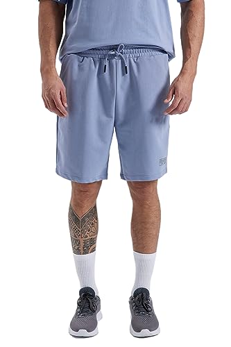 DeFacto Męskie krótkie spodnie do biegania, wygodne, krótkie spodnie sportowe dla mężczyzn, uniwersalne krótkie spodnie dla mężczyzn, wysokiej jakości spodnie męskie do uprawiania sportu, niebieski, L