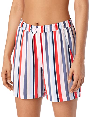 Schiesser Damskie Spodnie do Spania, Krótka Część Piżamy, Czerwono-Niebieskie Paski, 34, Czerwony Niebieski w Paski