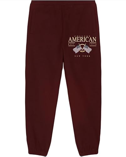 AMERICAN COLLEGE USA Spodnie dresowe męskie, Burgundy, L