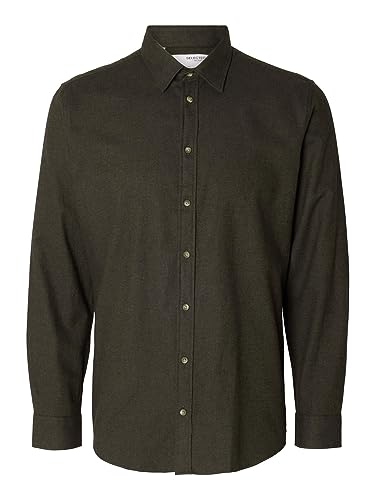 SELETED HOMME Męska koszula Slhslimowen Flannel Shirt Ls Noos, Forest Night/Szczegóły: solidny, S
