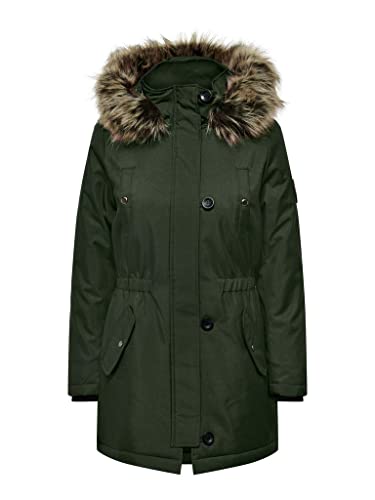 Bestseller A/S Damska parka zimowa ONLIRIS CC 2023 OTW płaszcz, Rosin/Detail:Brown FUR, S, Rosin/Detail:BROWN FUR, S