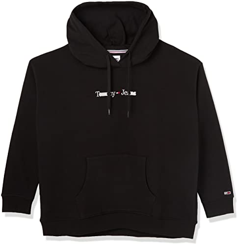 Tommy Hilfiger Damska bluza z kapturem Tjw CRV Reg Serif Liniowa z kapturem Ciężkie Dzianiny, Czarny, XL