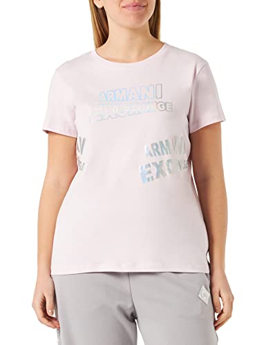 Armani Exchange Damska koszulka z krótkim rękawem, regularny krój, z logo na plecach i przodzie, iluzja, iluzja, L