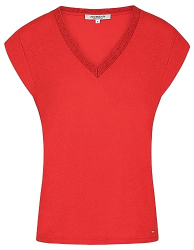 Morgan Damska koszulka z krótkim rękawem z dekoltem w serek Red TXS, Pasteque, XS