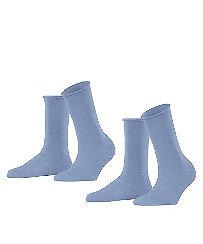 ESPRIT Kobiety Skarpety Basic Pure 2-Pack W SO Bawełna jednokolorowe 2 Pak, Niebieski (Jeans Melange 6458), 39-42