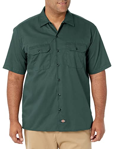 Dickies Męska koszula robocza z krótkim rękawem na guziki, Zielony myśliwy, XL