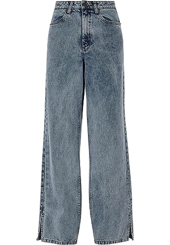 Urban Classics Damskie spodnie damskie Wide Leg Slit Denim, Tinted Lightblue Washed, 32