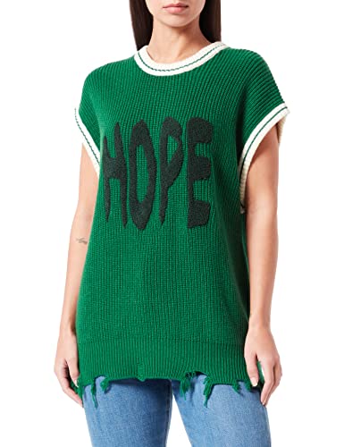 True Religion Damski sweter Destroyed Oversized Love Pullover, zielony, standardowy