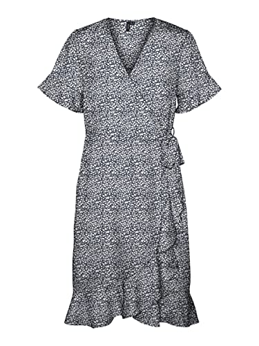 VERO MODA Sukienka damska VMHENNA 2/4 WRAP Frill Dress WVN NOOS, Ombre Blue/Aop: mini Henna Vic, XL