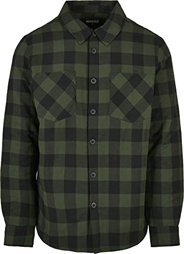 Urban Classics Męska kurtka koszulowa, kurtka przejściowa w stylu flanelowej koszuli, z podszewką, kurtka Lumber o wyglądzie drwala, rozmiar S do 5XL, czarny, S