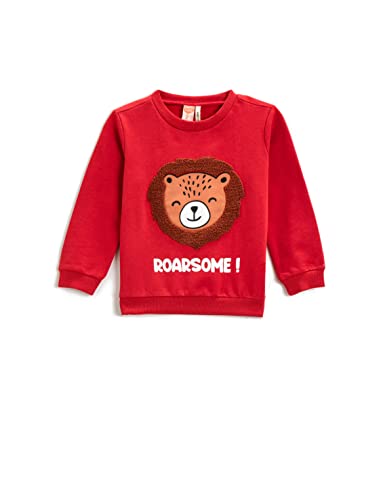 Koton Applique Detail Sweatshirt Crew Neck Cotton Bluza Dzieci Niemowlęta, Sieć (420), 12/18 meses