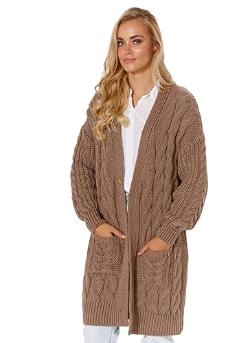 Makadamia Kardigan damski, cappuccino, jeden rozmiar
