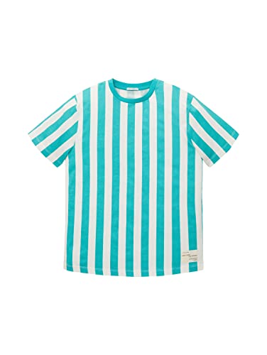 TOM TAILOR T-shirt dla chłopców, 31730 - zielony beżowy pionowy pasek, 128