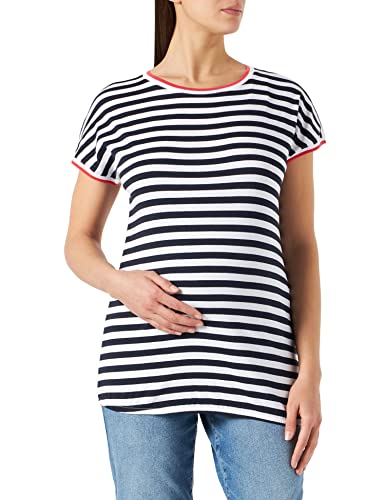 Esprit Maternity Damska koszulka z krótkim rękawem w paski, Nocne niebo niebieskie - 485, 34 PL