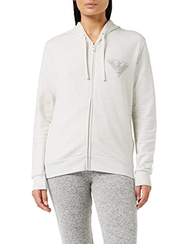 Emporio Armani Damska bluza z kapturem z zamkiem błyskawicznym Comfort Stretch Terry, kremowy melan?, XL