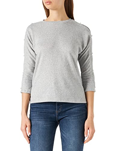 ONLY Women's ONLZELDA 3/4 Pearl TOP JRS T-Shirt, Light Grey Melange, L