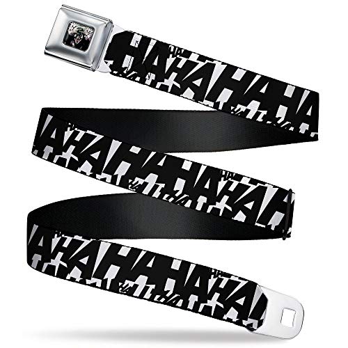 Buckle-Down Pasek unisex pas bezpieczeństwa Jokers Laugh Hahaha Repeat biały czarny 61 do 96 cm, 3,8 cm szerokości spodnie rozmiar 64-38 cm