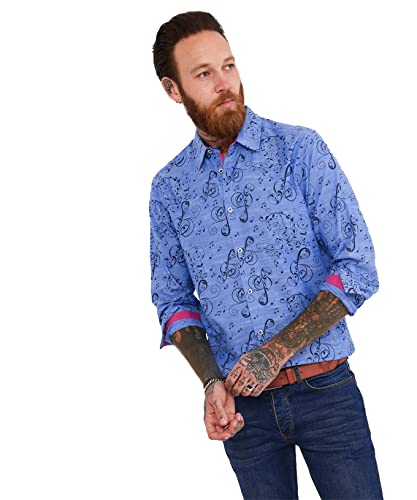 Joe Browns Męska koszulka z długim rękawem zapinana na guziki koszula Chambray, niebieska, XL, NIEBIESKI, XL