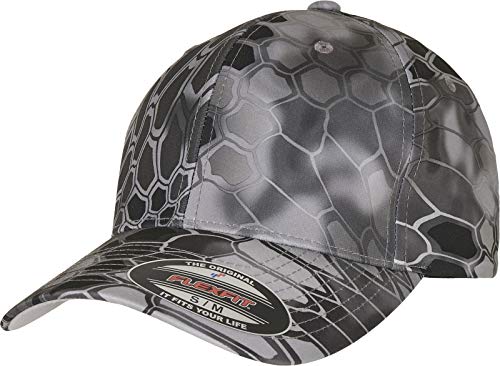 Yupoong Flexfit czapka baseballowa unisex z licencjonowanym wzorem kamuflażowym Kryptek, elastyczna taśma wewnętrzna, sportowa dopasowana czapka, rozmiar S/M lub L/XL (obwód głowy 54-61 cm), Raid, S-M