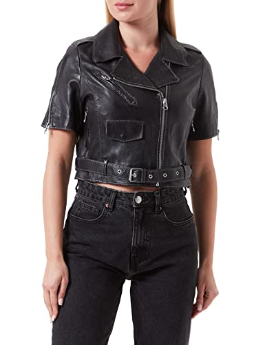 Freaky Nation Damska kurtka skórzana Zea-FN, czarna, L, czarny, L