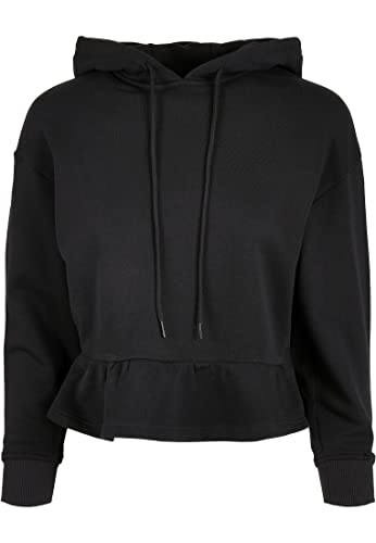 Urban Classics Damska bluza z kapturem Ladies Organic Volants Hoody z kapturem, czarny, S