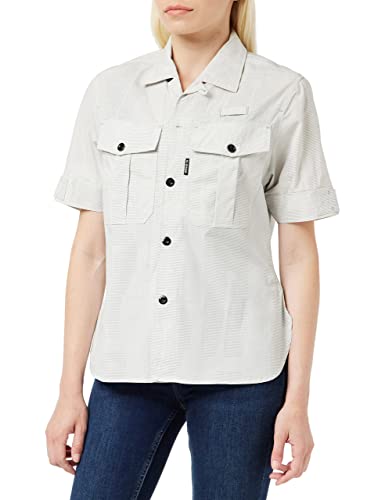 G-STAR RAW Damska koszulka Officer Ss Blouse, Multicolor (White/Dk Black Jacquard D120-d143), XS