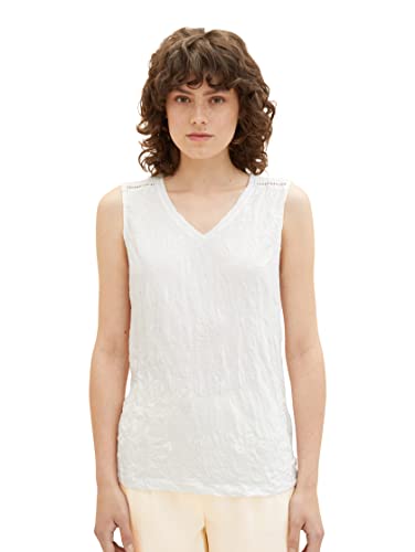TOM TAILOR Damski 1037429 Top, 10315-Whisper White, L, 10315 - Whisper White, L
